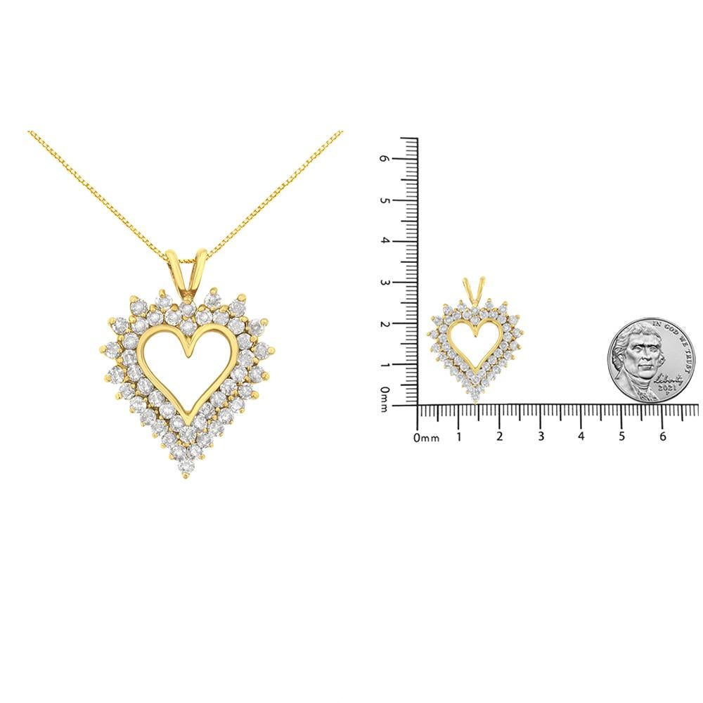 Yellow Gold Over Sterling Silver 3.0 Cttw Diamond Cluster Heart Pendant Necklace In New Condition For Sale In New York, NY