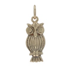 Yellow Gold Owl Charm - 14k Wise Bird Pendant