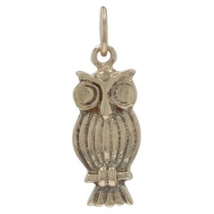 Yellow Gold Owl Charm - 14k Wise Bird Pendant