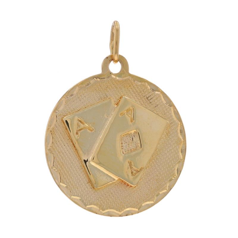 Yellow Gold Pair of Aces Charm - 14k Card Game