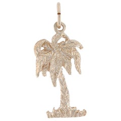 Yellow Gold Palm Tree Charm, 14k Tropical Beach Vacation Pendant