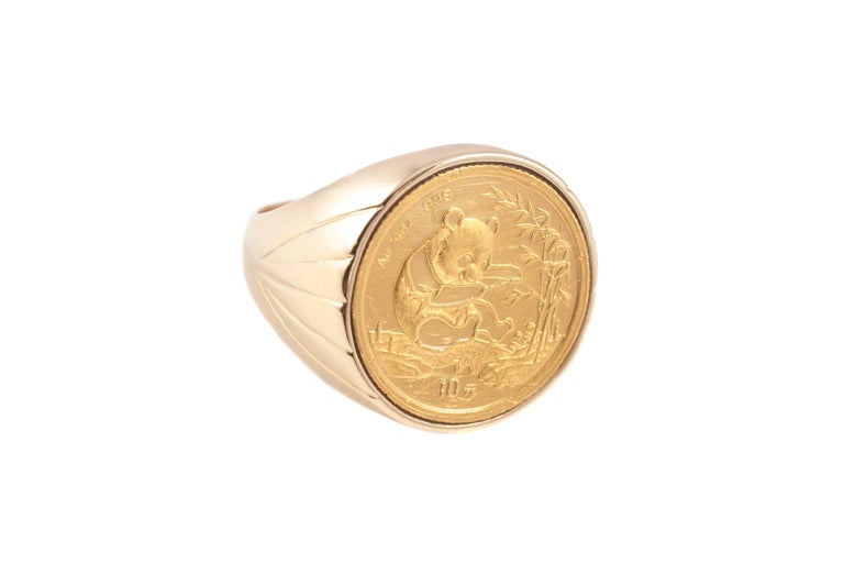 Yellow Gold Panda Coin Ring at 1stDibs panda rings from the 90s