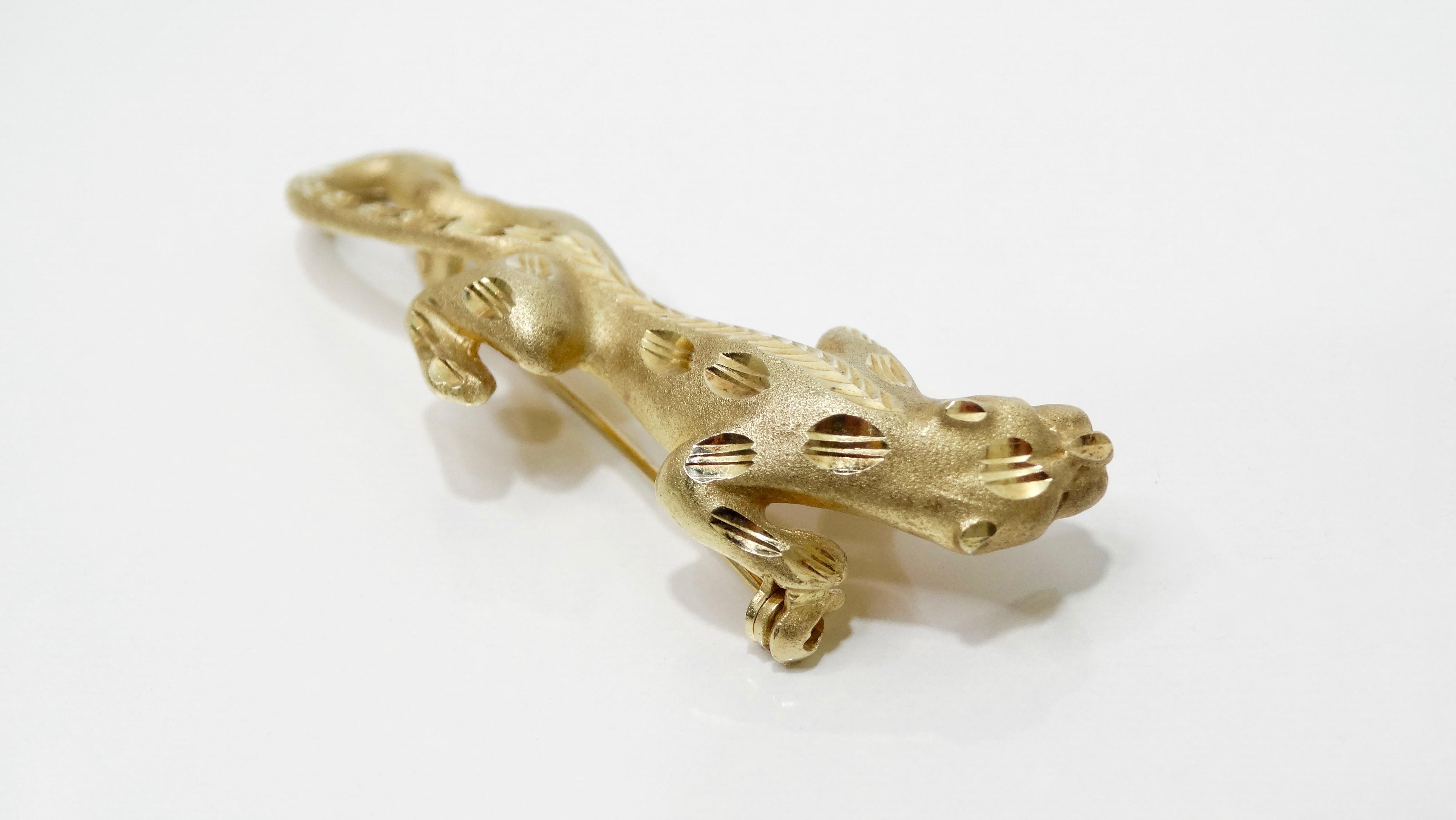 Women's or Men's Yellow Gold Panther Brooch  For Sale