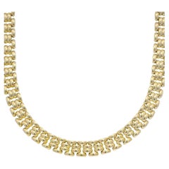 Yellow Gold Panther-Style Multi-Row 14-Karat Link Necklace In Stock