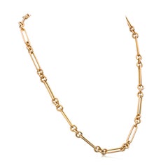 Yellow Gold Paper Clip Necklace, 14k Gold