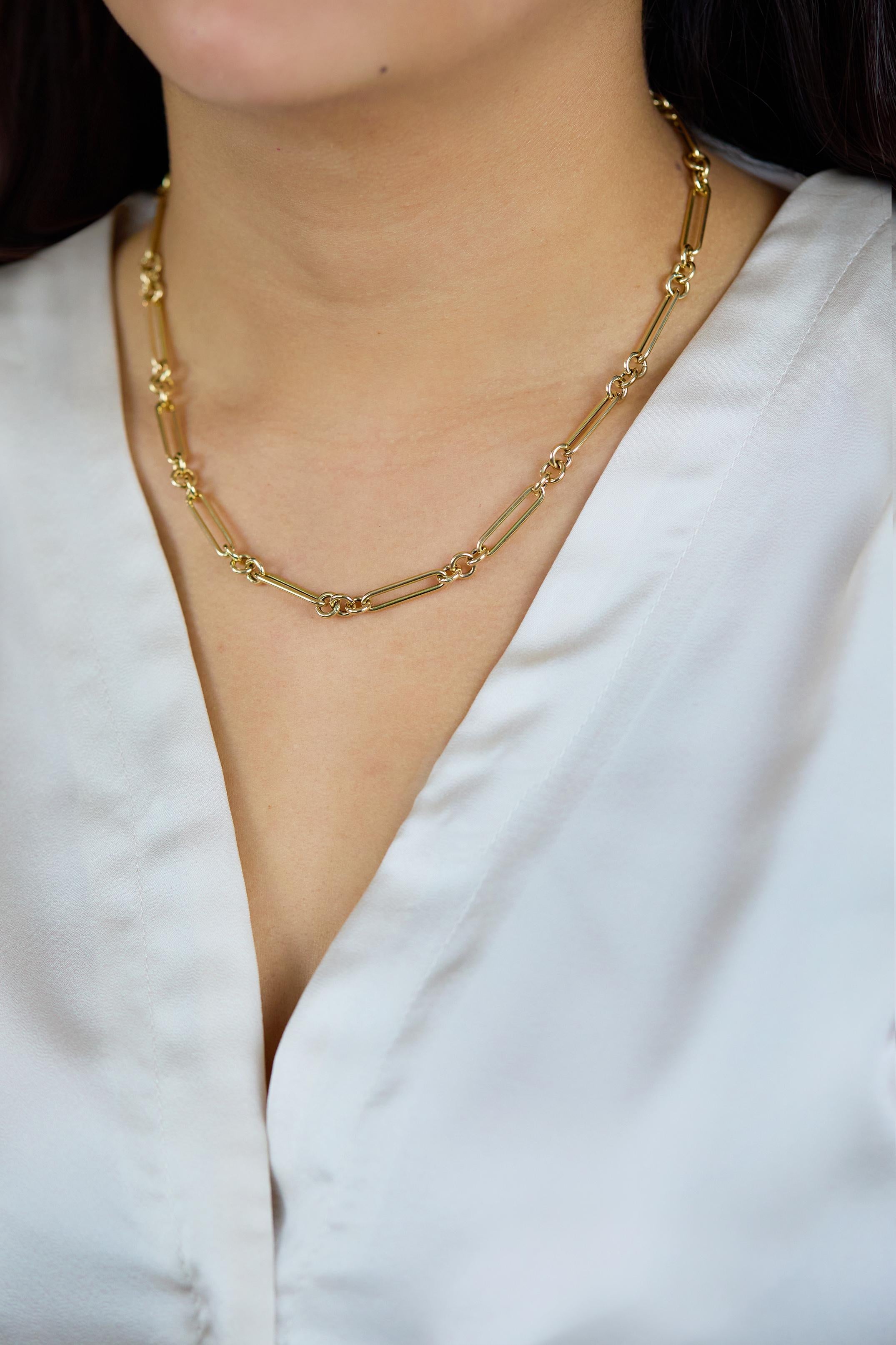 Gelbgold-Papier-Clip-Halskette, 14k Gold im Zustand „Neu“ im Angebot in New York, NY