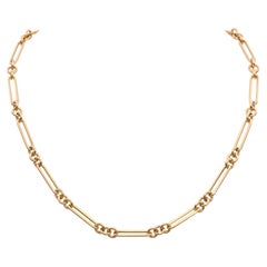 Yellow Gold Paper Clip Necklace, 14k Gold