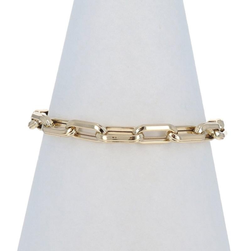 Metal Content: 14k Yellow Gold

Necklace Style: Paperclip
Bracelet Style: Chain
Fastening Type: Lobster Claw Clasp
Features: Hollow Construction for Comfort During Wear

Measurements

Chain Width: 9/32