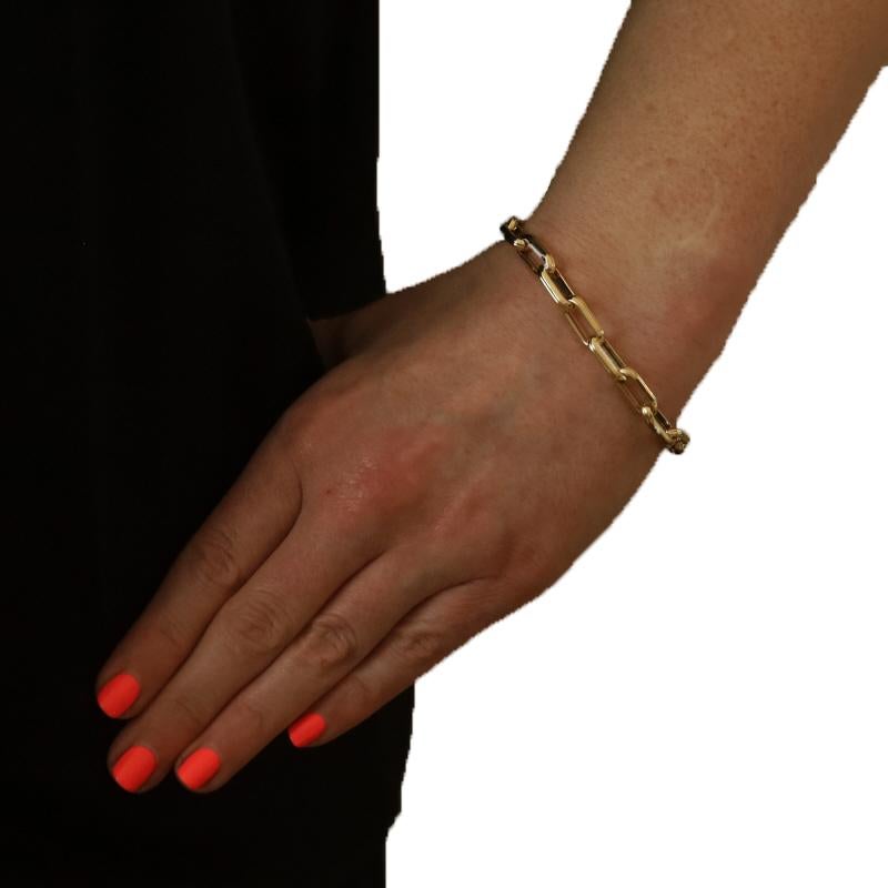 Yellow Gold Paperclip Chain Bracelet 7 1/4