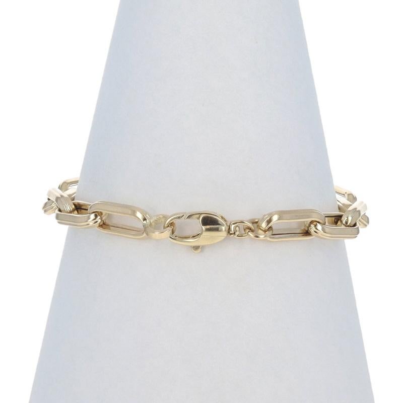 Yellow Gold Paperclip Chain Bracelet 7 1/4