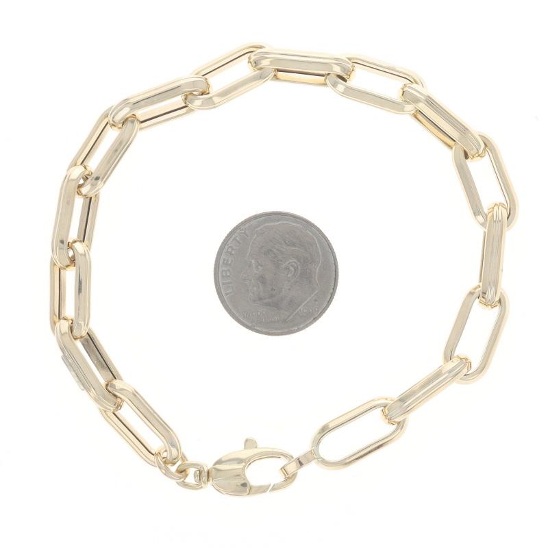 Yellow Gold Paperclip Chain Bracelet 7 1/4