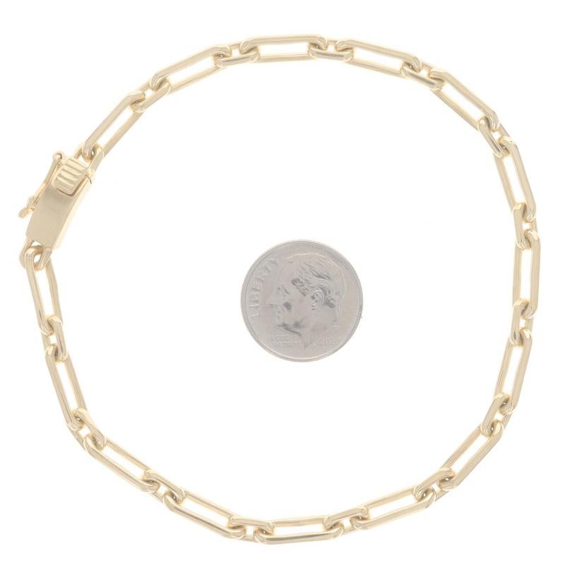Yellow Gold Paperclip Chain Men's Bracelet 8 3/4