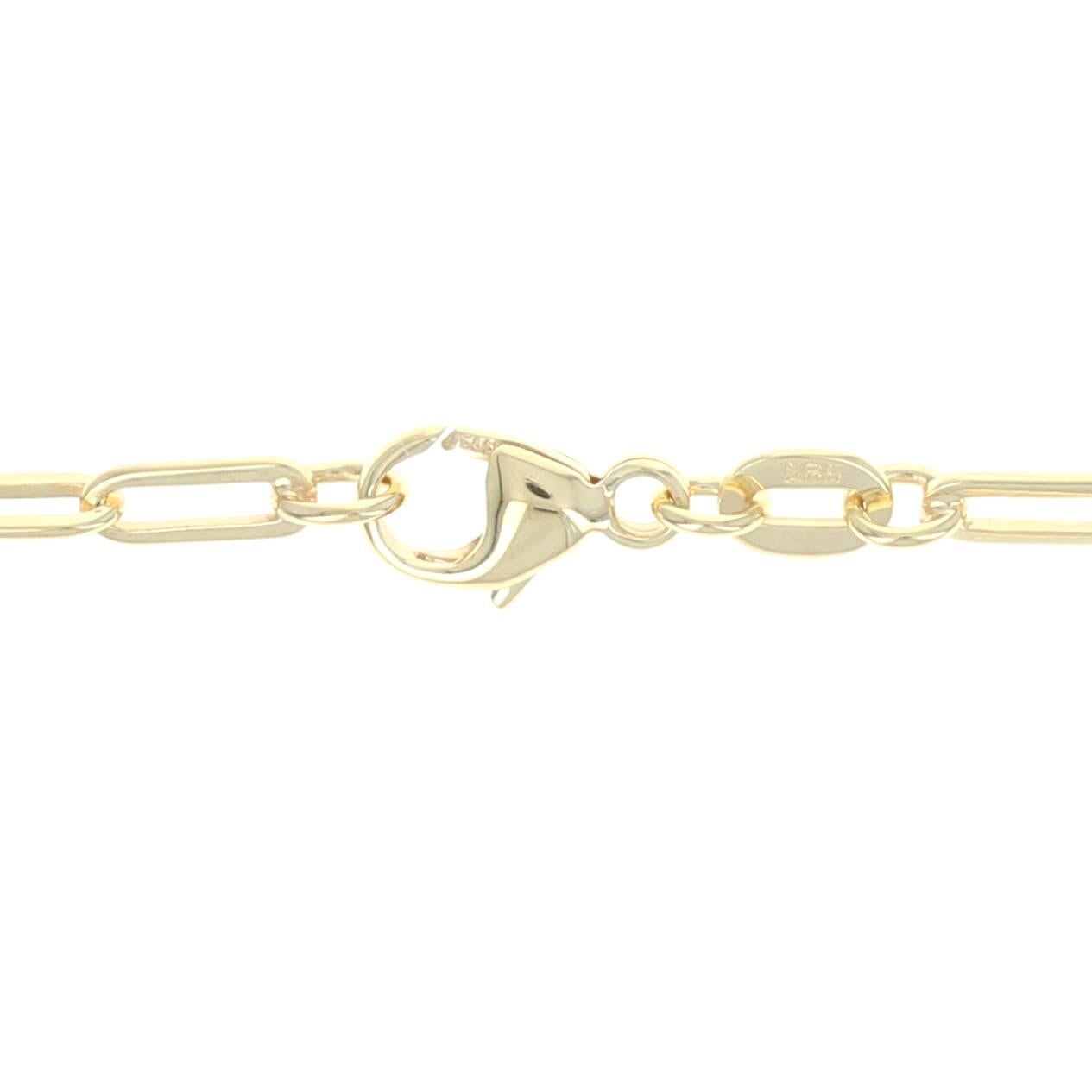 Women's Yellow Gold Paperclip Chain Necklace, 14k Oval Cable Lobster Claw Clasp