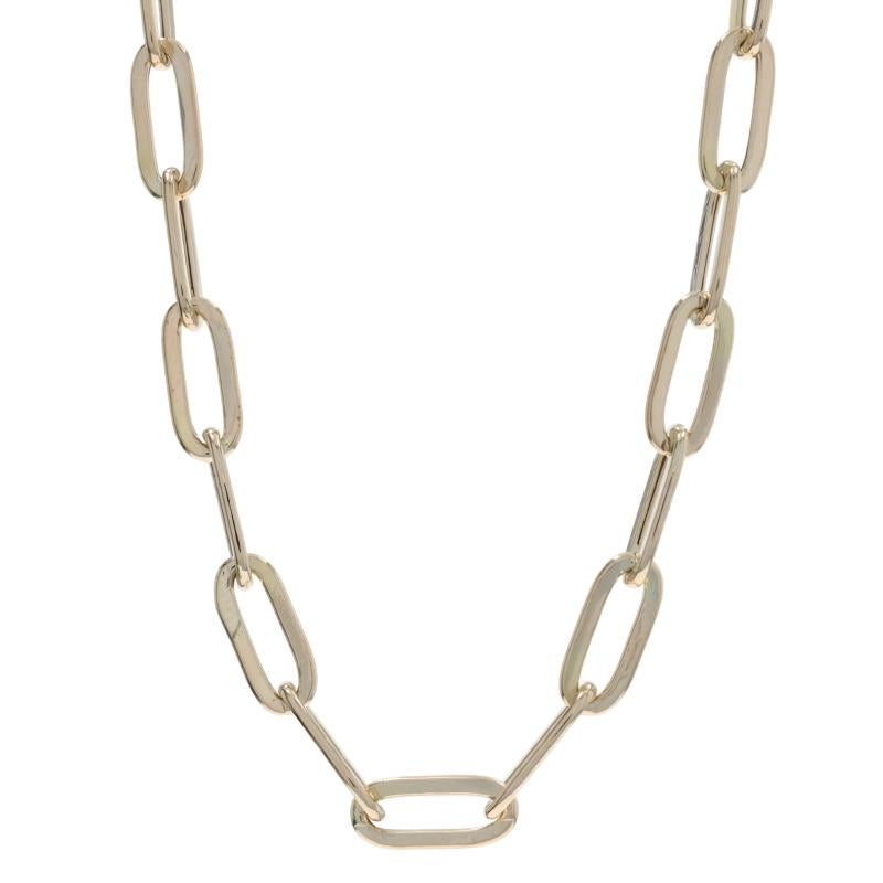 Contenu du métal : Or jaune 10k

Style de chaîne : Paperclip
Style du collier : Chaîne
Type de fermeture : Fermoir à griffe de homard

Mesures

Longueur : 18