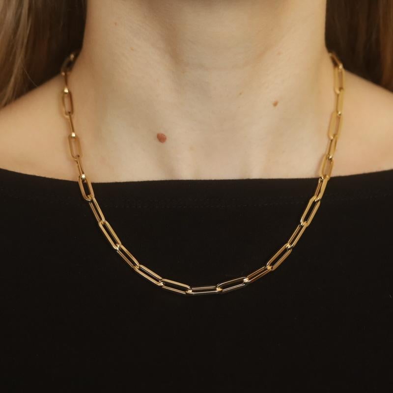 Yellow Gold Paperclip Chain Necklace 18