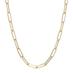 Gelbgold Papierclip Kette Halskette 18" - 14k