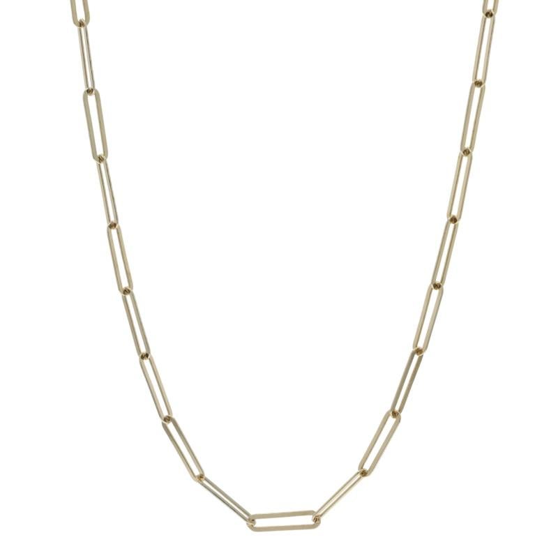 Contenu du métal : Or jaune 14k

Style de chaîne : Paperclip
Style du collier : Chaîne
Type de fermeture : Fermoir à anneau à ressort

Mesures

Longueur : 18