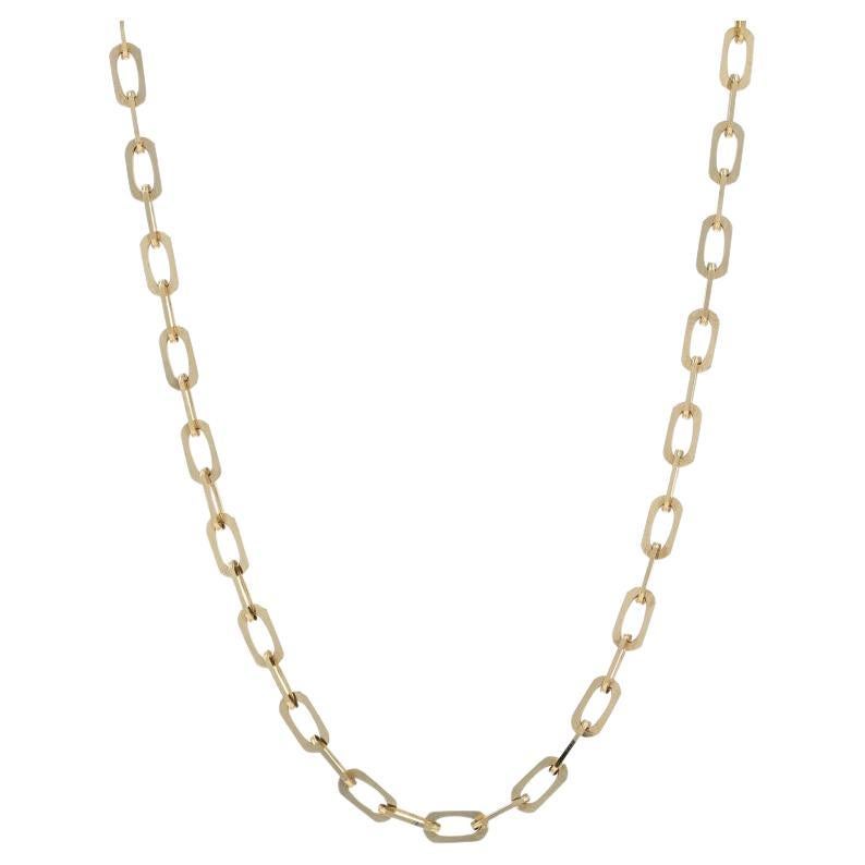 Yellow Gold Paperclip Chain Necklace 19 3/4" - 14k Italy For Sale