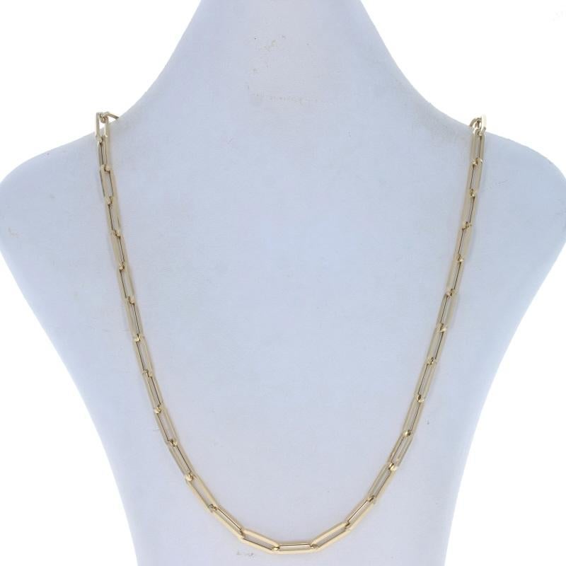 Metal Content: 14k Yellow Gold

Chain Style: Paperclip
Necklace Style: Chain
Fastening Type: Lobster Claw Clasp
Features: The links have a hollow construction for comfortable, all-day wear.

Measurements
Length: 24