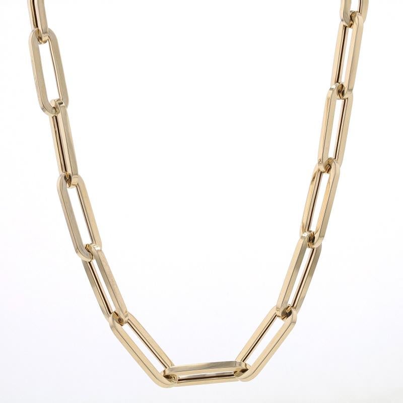 Yellow Gold Paperclip Chain Necklace 24