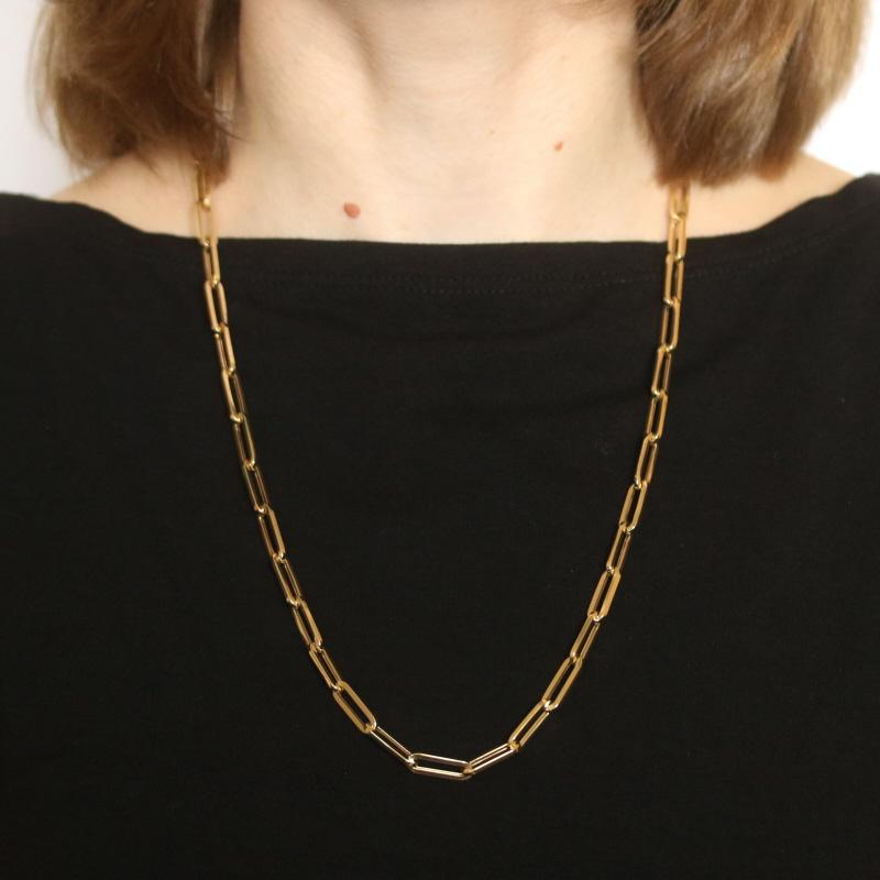 Women's or Men's Yellow Gold Paperclip Chain Necklace 24