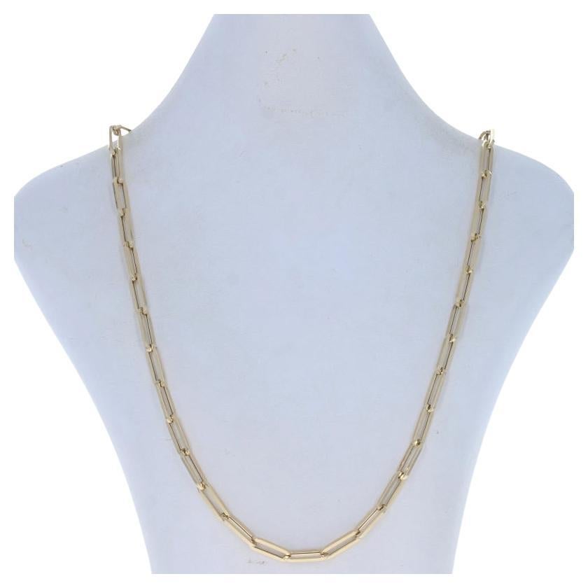 Yellow Gold Paperclip Chain Necklace 24" - 14k For Sale