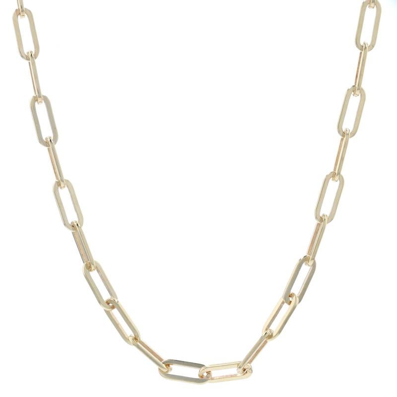 Metal Content: 14k Yellow Gold  

Chain Style: Paperclip
Closure Type: Lobster Claw Clasp

Measurements: 
Length: 24
