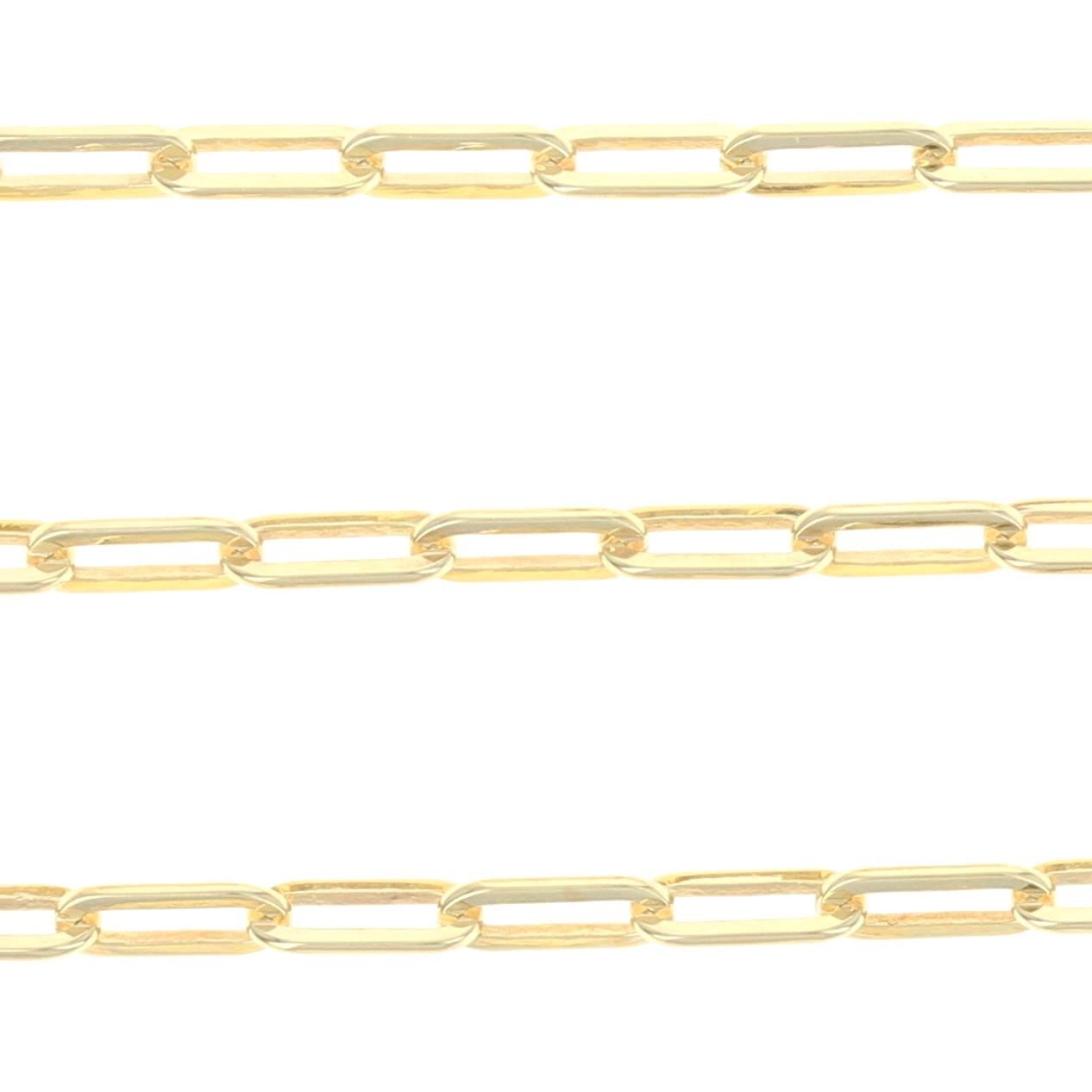 Yellow Gold Paperclip Chain Necklace, 14k Oval Cable Lobster Claw Clasp In New Condition In Greensboro, NC