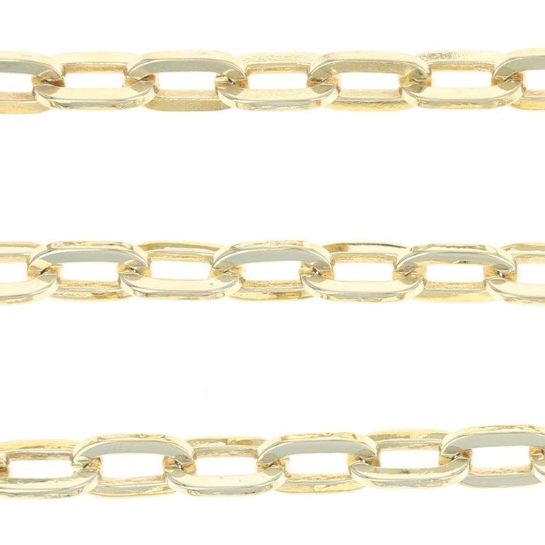 Yellow Gold Paperclip Chain Necklace, 14k Cable Box Clasp at 1stDibs