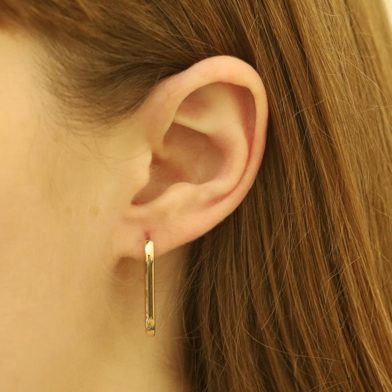 Donna Yellow Gold Paperclip Hoop Earrings - 18k Pierced in vendita