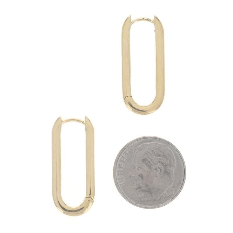 Yellow Gold Paperclip Hoop Earrings - 18k Pierced in vendita 1