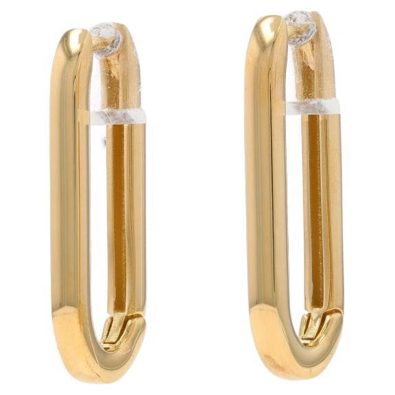 Yellow Gold Paperclip Hoop Earrings - 18k Pierced