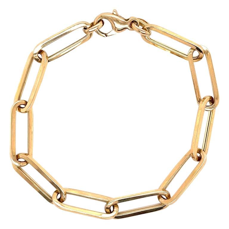 Italienisches 14 Karat Gelbgold Papierclip-Gliederarmband 5,4 Gramm 7,25 Zoll im Angebot 1