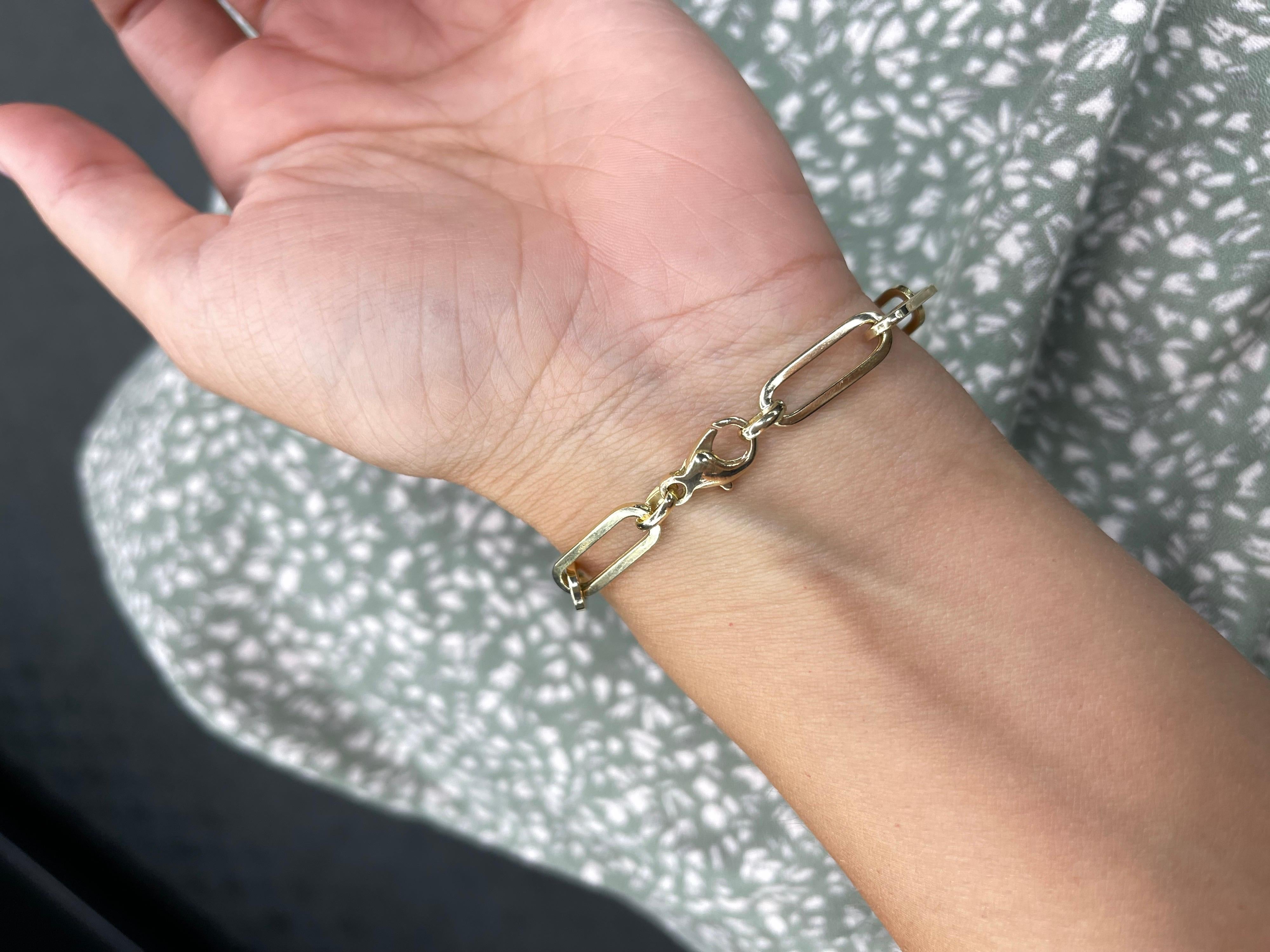 Italienisches 14 Karat Gelbgold Papierclip-Gliederarmband 5,4 Gramm 7,25 Zoll für Damen oder Herren im Angebot