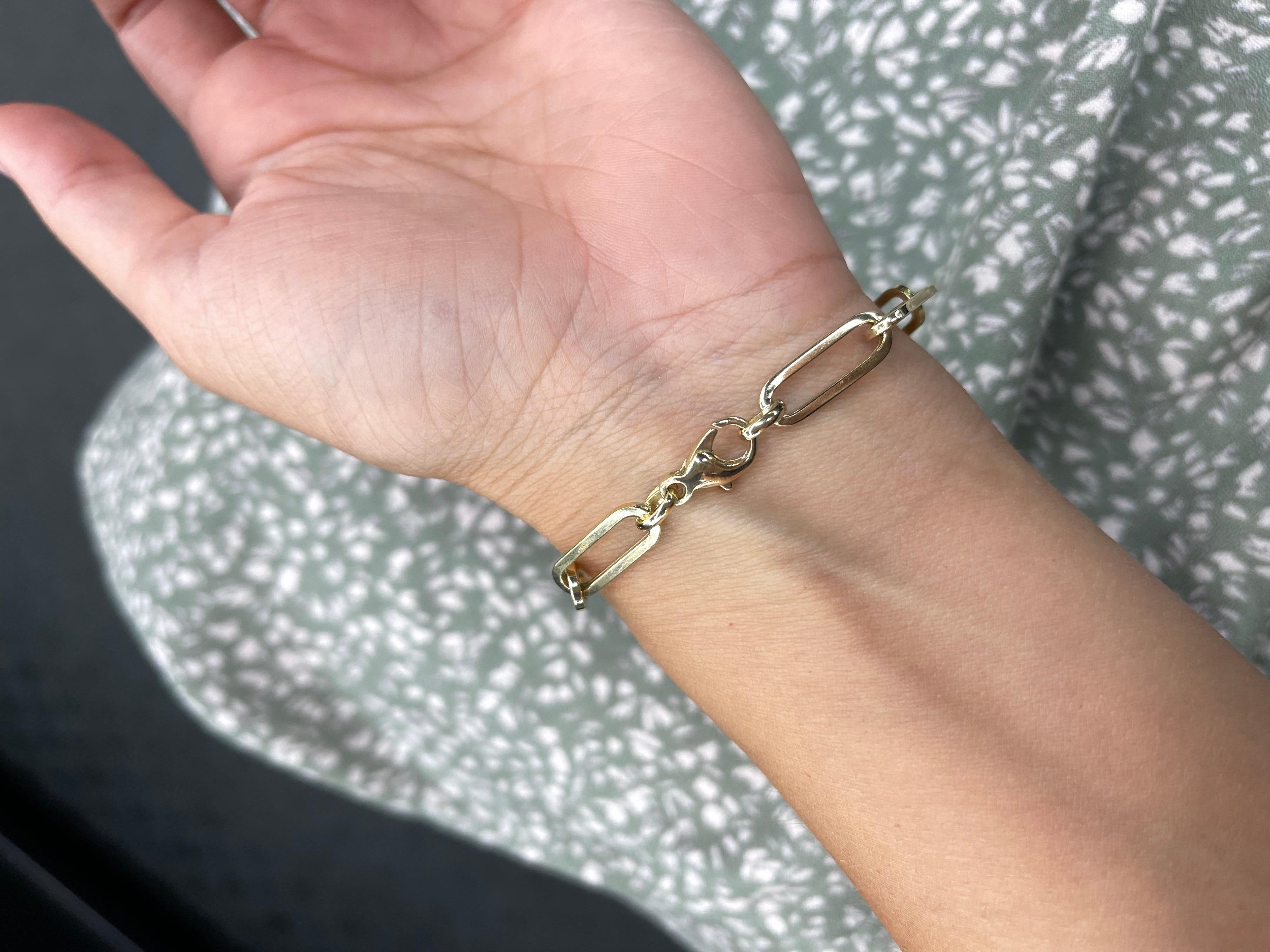 gold paper clip bracelet with diamonds