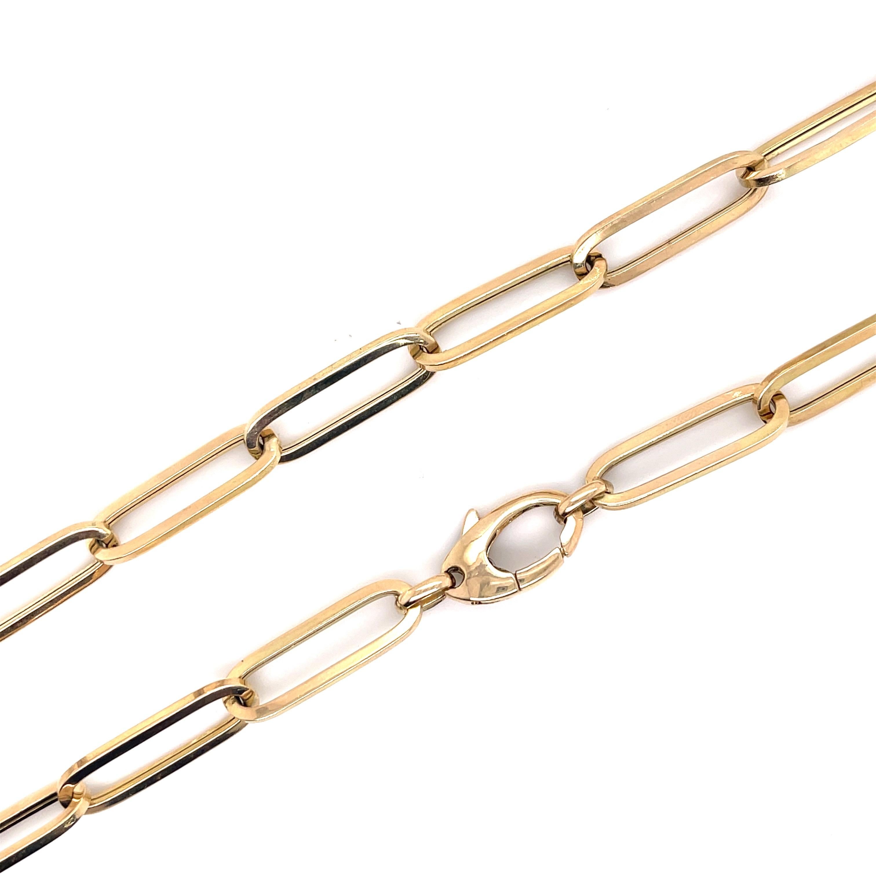 Contemporary Yellow Gold Paperclip Link Chain 12.50 For Sale