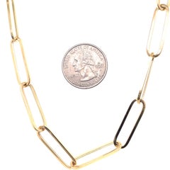 14 Karat Yellow Gold Paperclip Link Chain Necklace 18" 12.5 Grams Italian