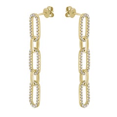 Yellow Gold Paperclip Link Drop Earrings
