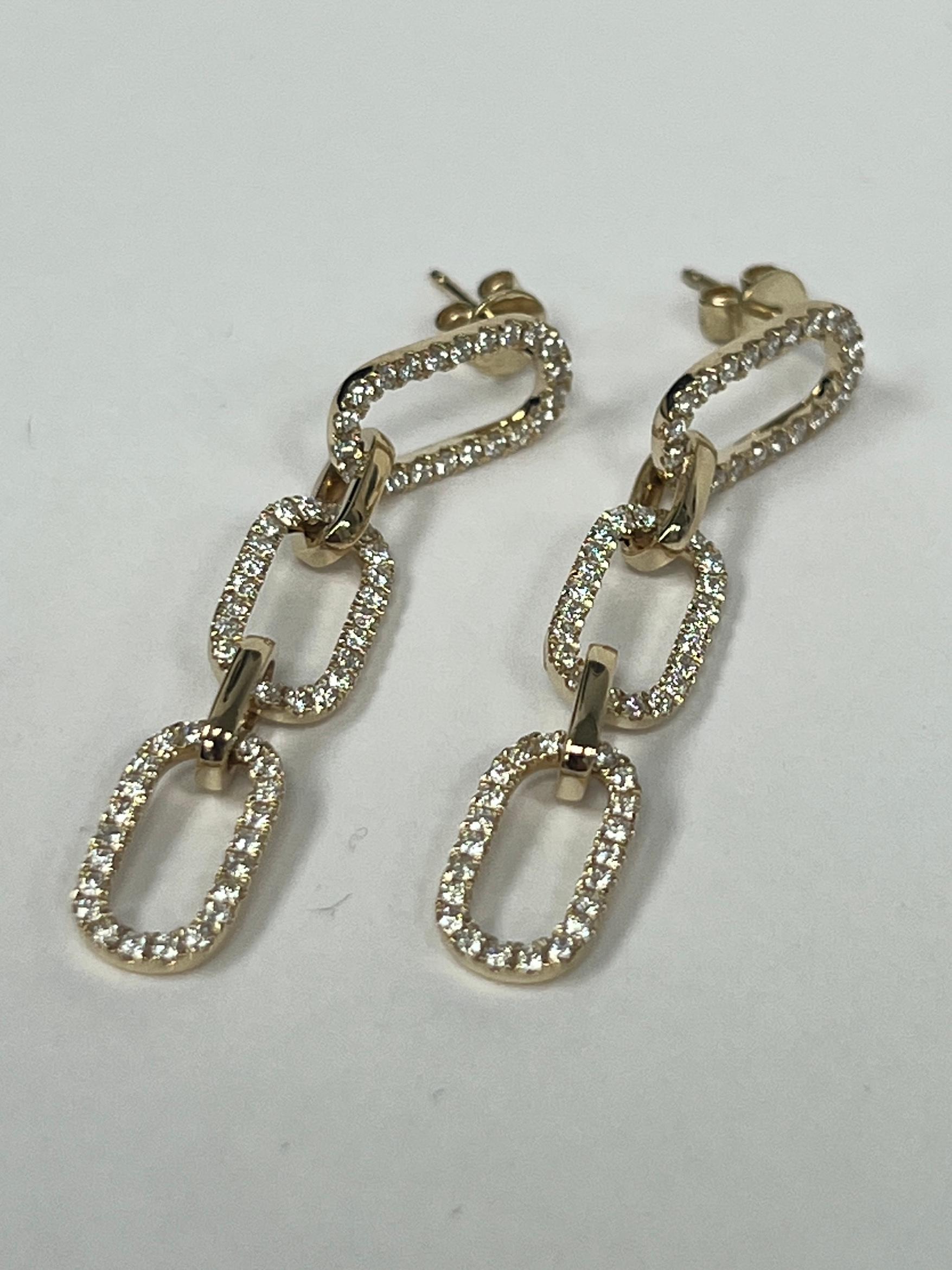 Modern Yellow Gold Paperclip Link Drop Earrings For Sale