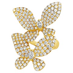 Yellow Gold Pave Butterfly Ring