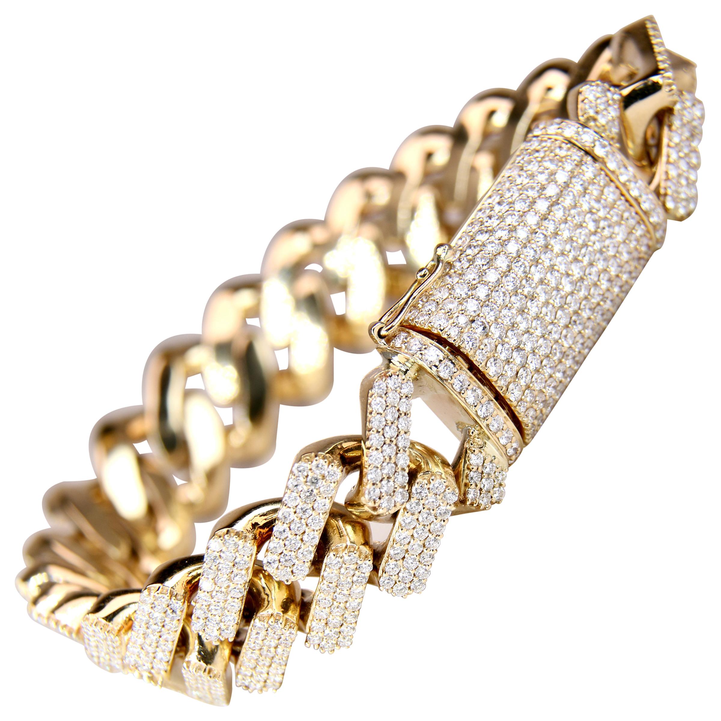 Yellow Gold Pave Curb Link Bracelet