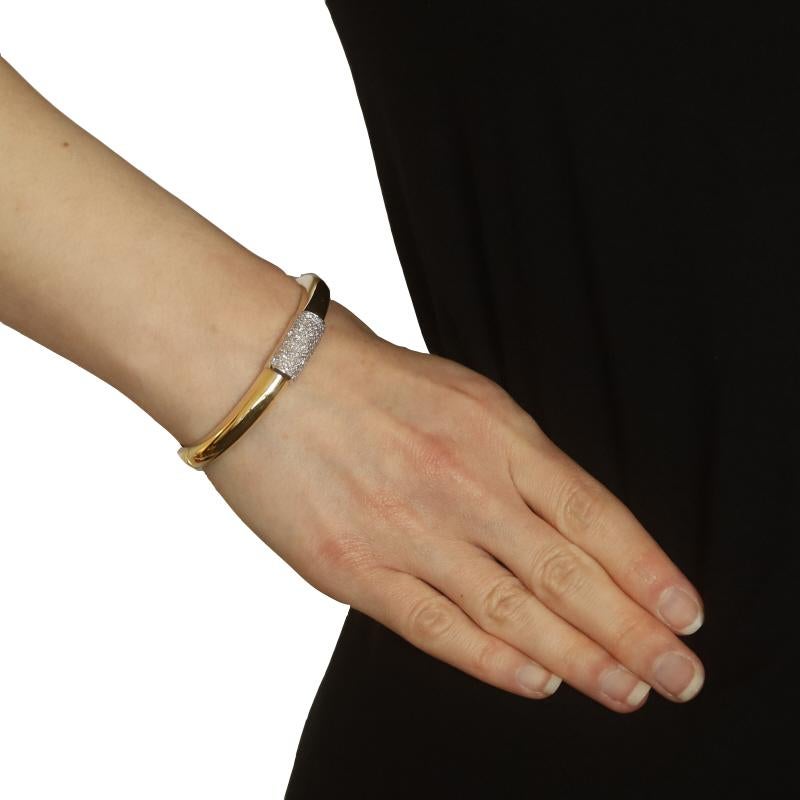 Taille simple Bracelet en or jaune avec diamants pavés 6 1/2