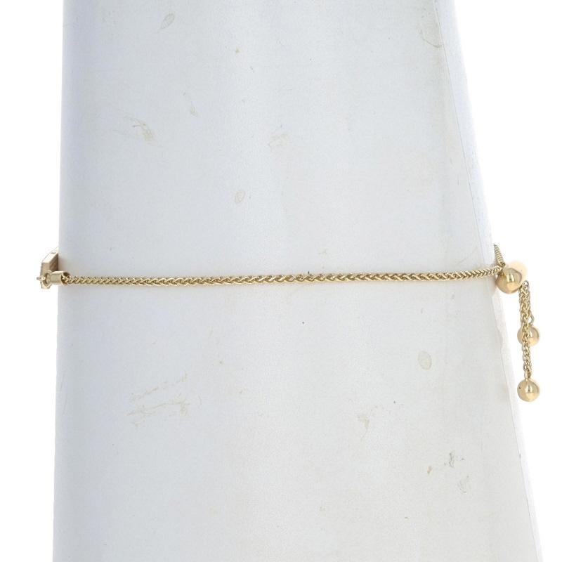 Round Cut Yellow Gold Pavé Diamond Bar Bolo Bracelet - 18k Rnd .33ctw Adjustable Chain For Sale