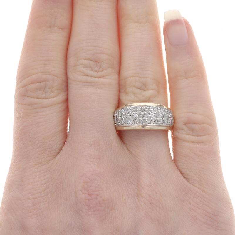Round Cut Yellow Gold Pave Diamond Cluster Band - 14k Round Brilliant .40ctw Ring