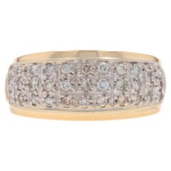 Fascia a grappolo di diamanti in oro giallo - Anello con diamante tondo e brillante da 40 ct. 14k