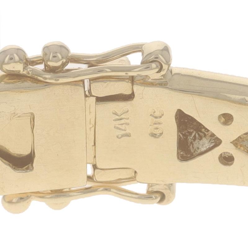Yellow Gold Pave Diamond Cluster Bangle Bracelet 7 1/4