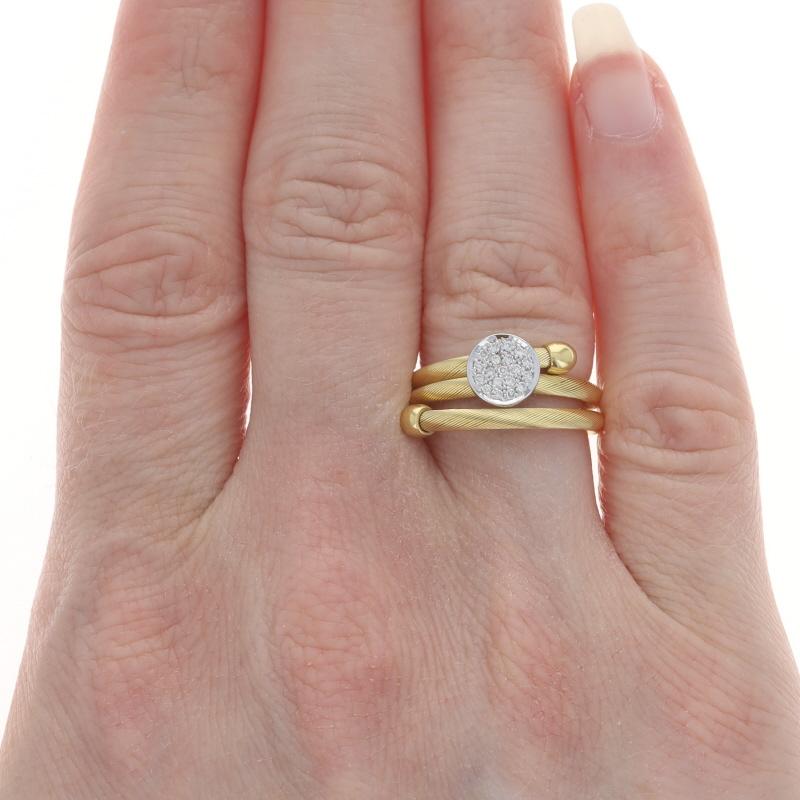 Taille ronde Or Jaune Pave Diamond Cluster Bypass Band -18k Rnd .15ctw Wire Wrap Ring Sz 6 en vente