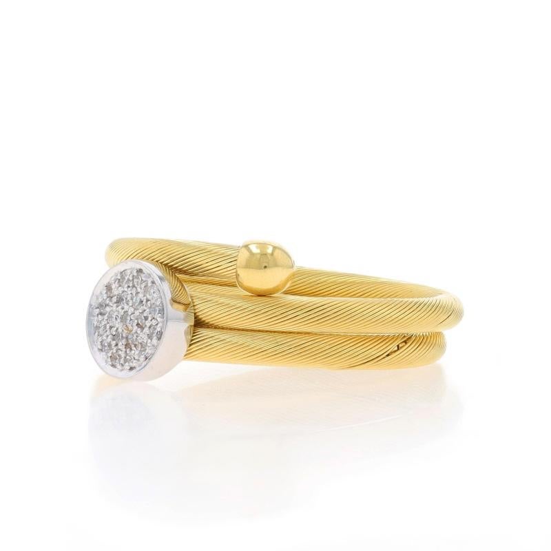 Or Jaune Pave Diamond Cluster Bypass Band -18k Rnd .15ctw Wire Wrap Ring Sz 6 Excellent état - En vente à Greensboro, NC