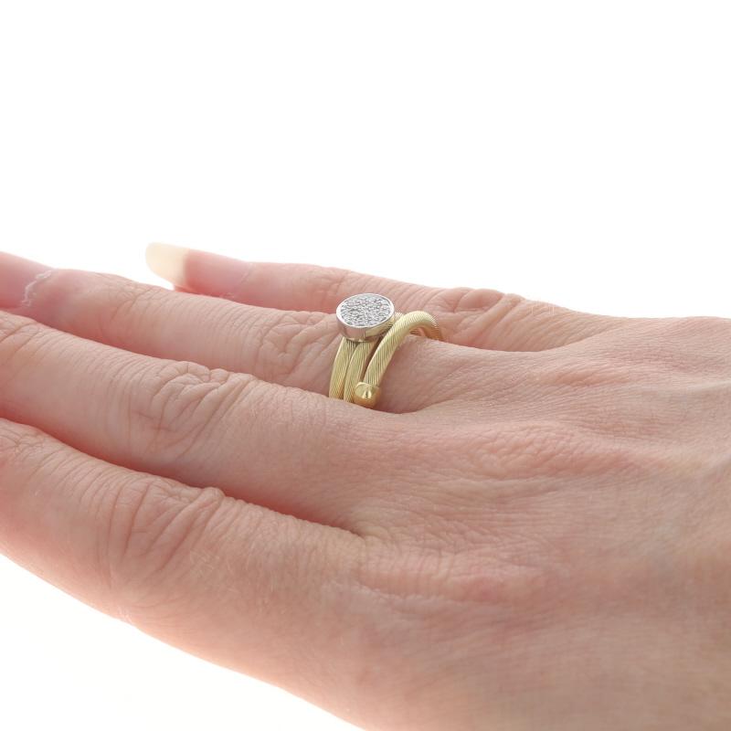Or Jaune Pave Diamond Cluster Bypass Band -18k Rnd .15ctw Wire Wrap Ring Sz 6 Pour femmes en vente
