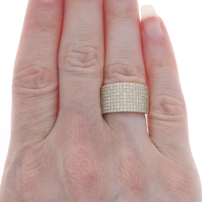Yellow Gold Pave Diamond Cluster Cocktail Band - 14k Single Cut 1.50ctw Ring In Excellent Condition For Sale In Greensboro, NC